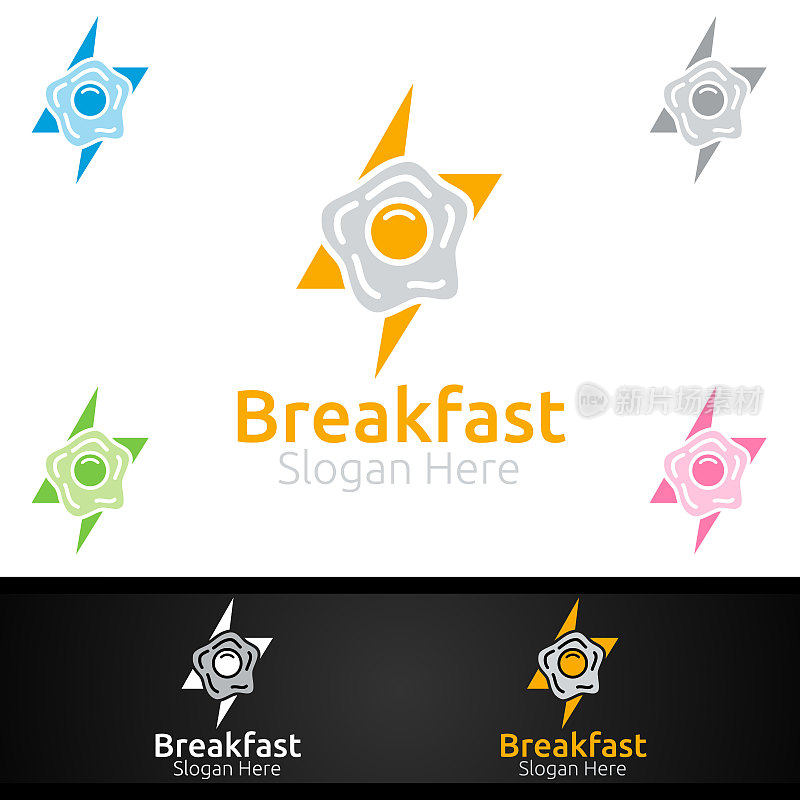 Fast Food Breakfast Delivery Service Symbol for Restaurant, Cafe or Online Catering Delivery
